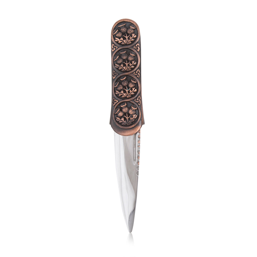 Thistle Patterned Sgian Dubh - The Ultimate Highland Accessory - Braemar Highlandwear Chocolate Bronze