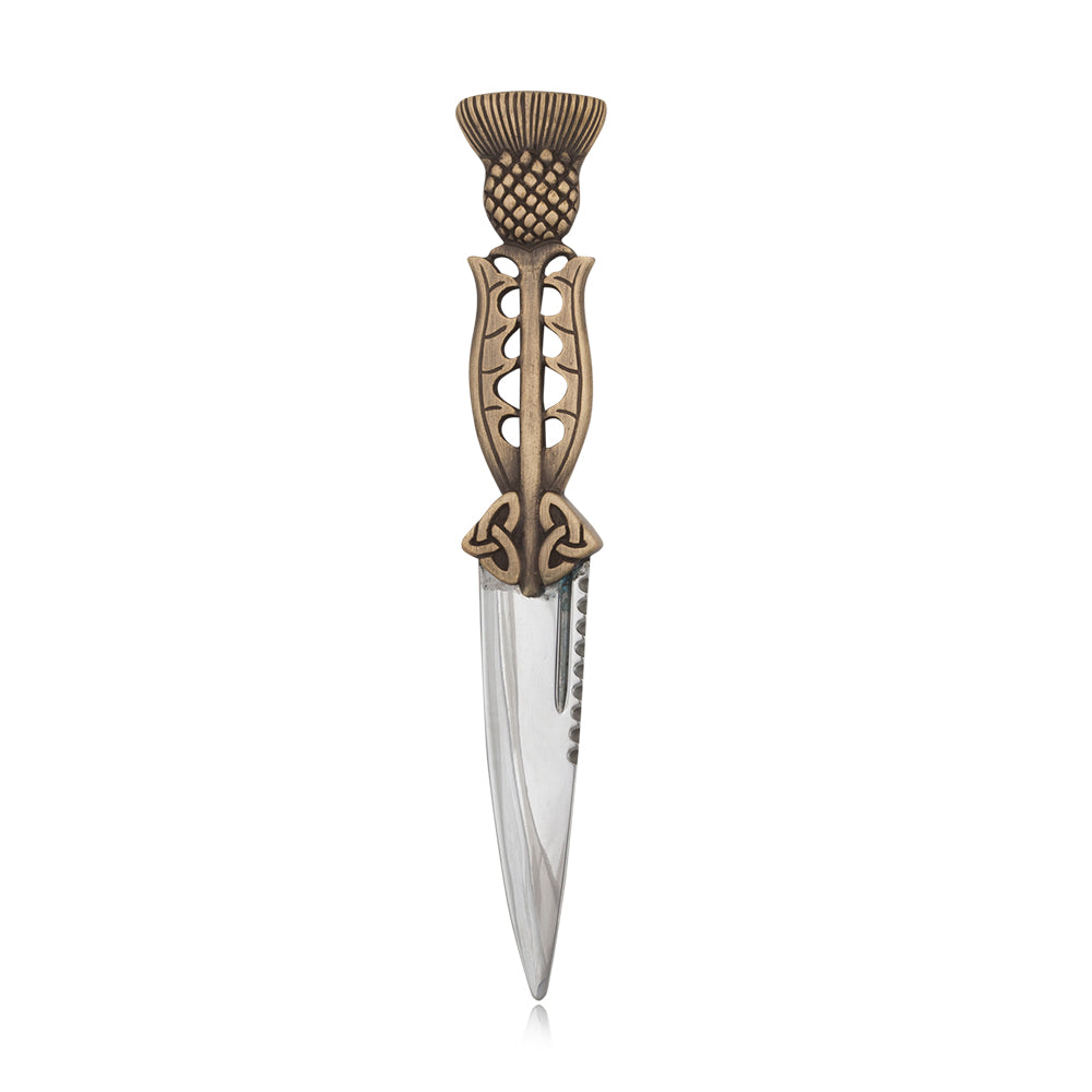 Thistle Handle Sgian Dubh - 4 colours available - Braemar Highlandwear Antique Brass