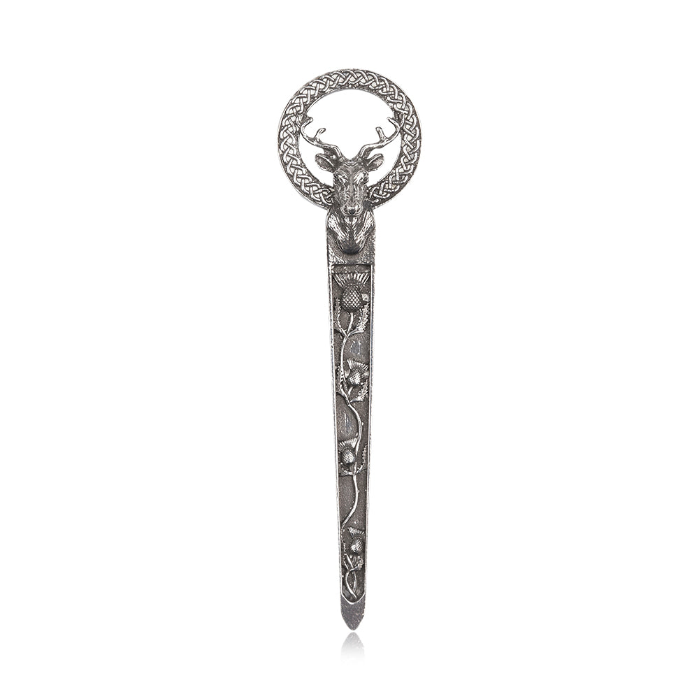 Stag and Thistle Pewter Kilt Pin
