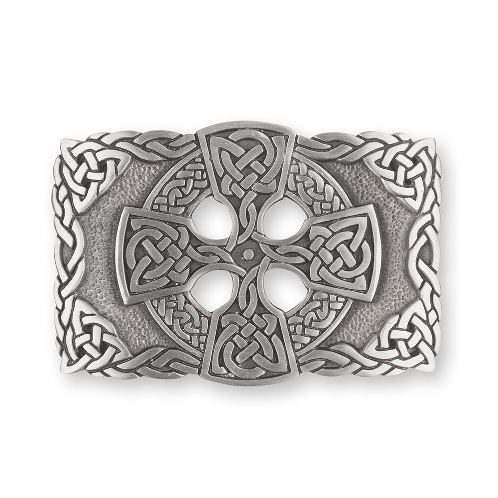 Celtic Cross Pewter Kilt Belt Buckle - Braemar Highlandwear Matte