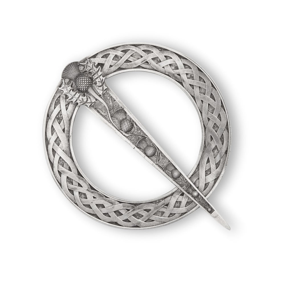 Celtic Thistle Pewter Plaid Brooch - Braemar Highlandwear Matte