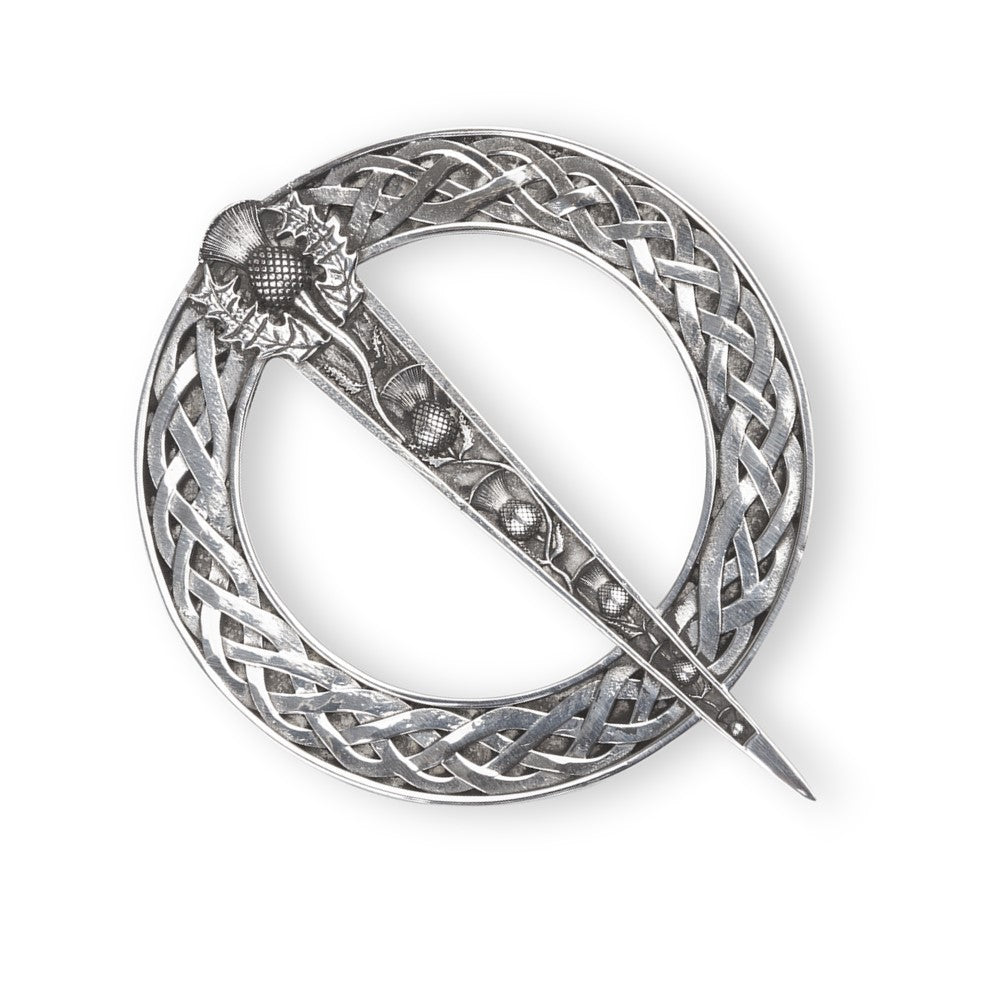 Celtic Thistle Pewter Plaid Brooch - Braemar Highlandwear Polished