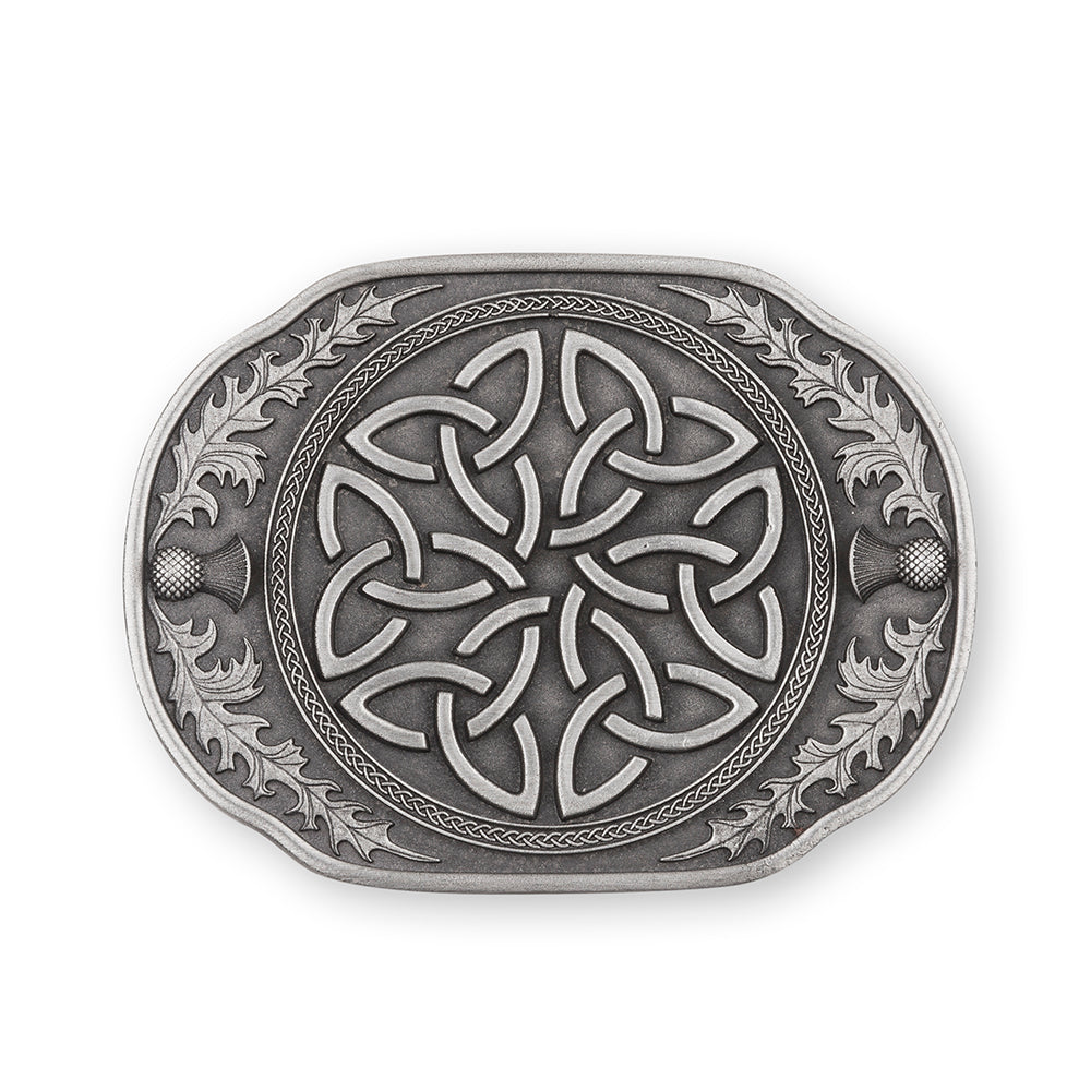 Elegant Celtic Trinity Pewter Kilt Buckle - Scottish Accessory - Braemar Highlandwear Matte