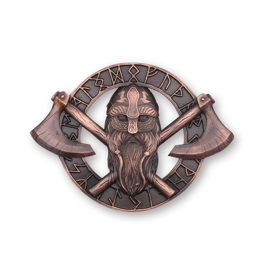 Valour and Legend: The Viking Warrior Pewter Plaid Brooch - Braemar Highlandwear Chocolate Bronze