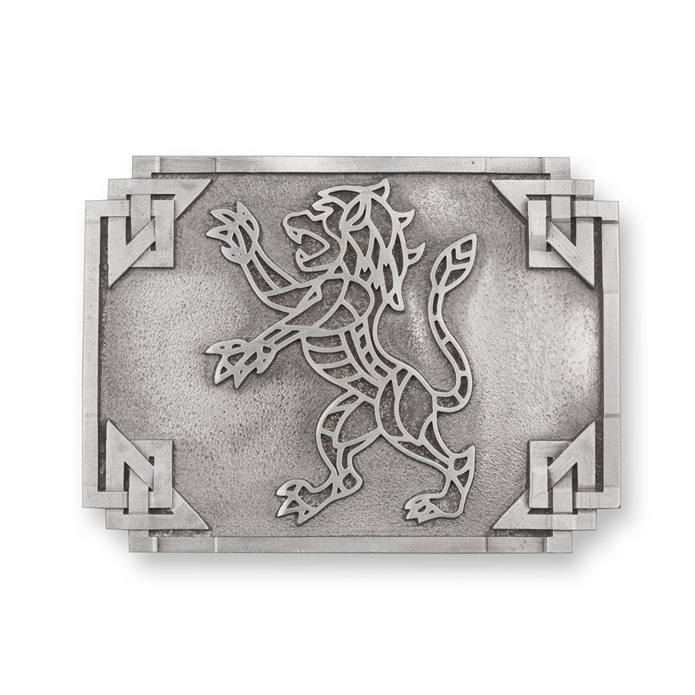 Geometric Rampant Lion Pewter Kilt Belt Buckle - Braemar Highlandwear Matte