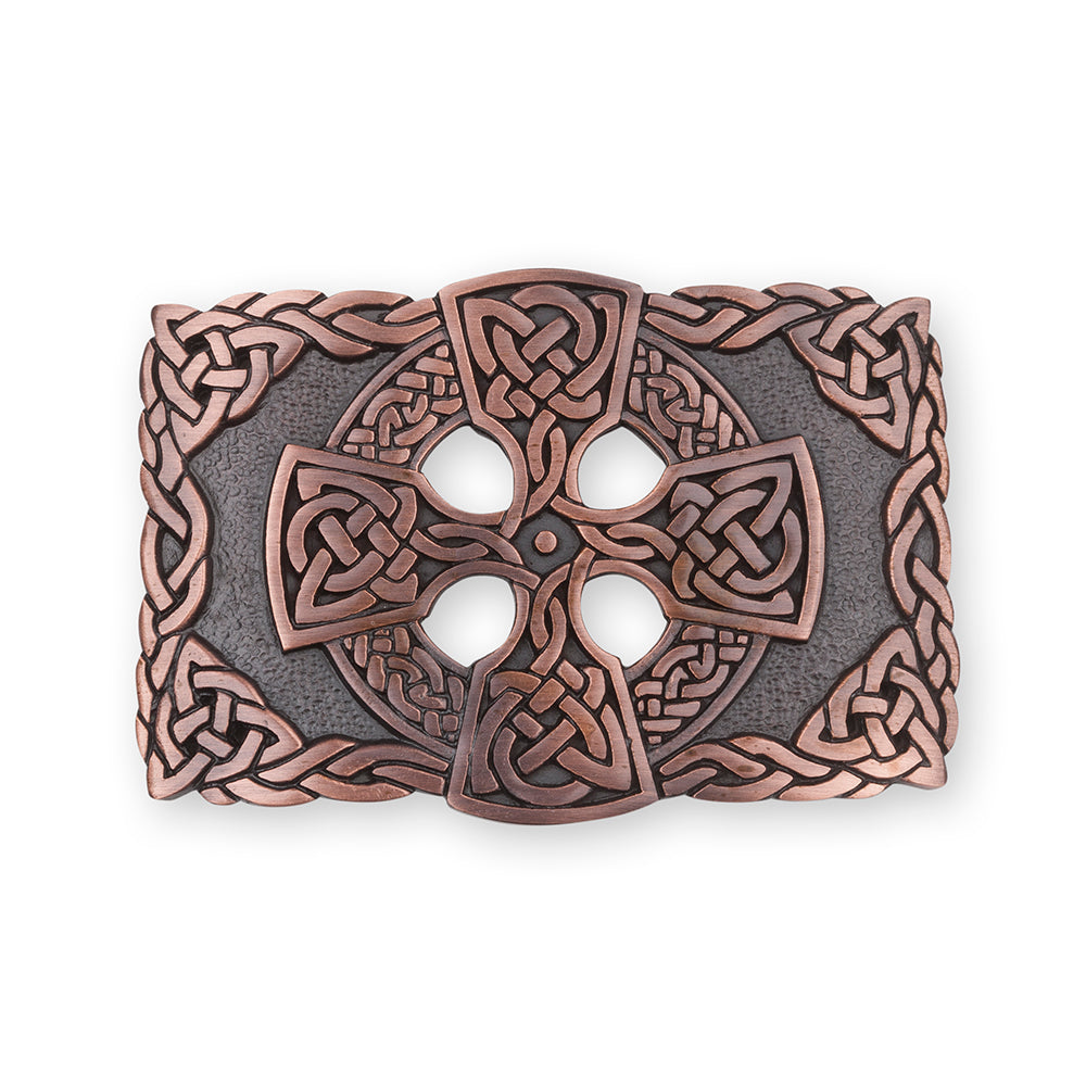Celtic Cross Pewter Kilt Belt Buckle - Braemar Highlandwear Chocolate Bronze