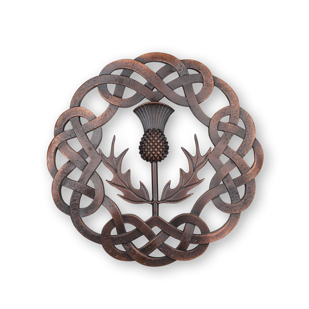 Ropework Thistle Pewter Plaid Brooch - Braemar Highlandwear Chocolate Bronze