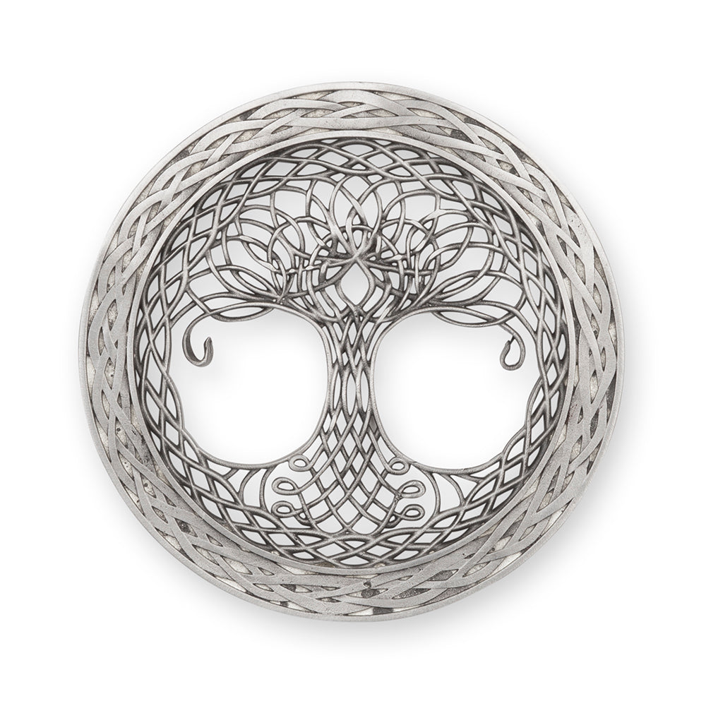 The Tree of Life Pewter Plaid Brooch - Braemar Highlandwear Matte