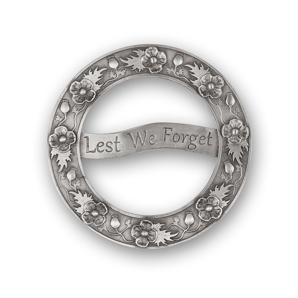 Lest we Forget Poppy Pewter Plaid Brooch - Braemar Highlandwear Matte