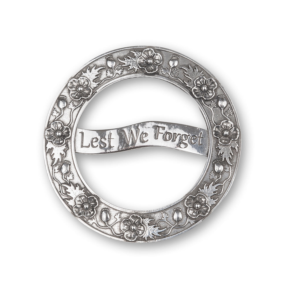 Lest we Forget Poppy Pewter Plaid Brooch - Braemar Highlandwear Polished