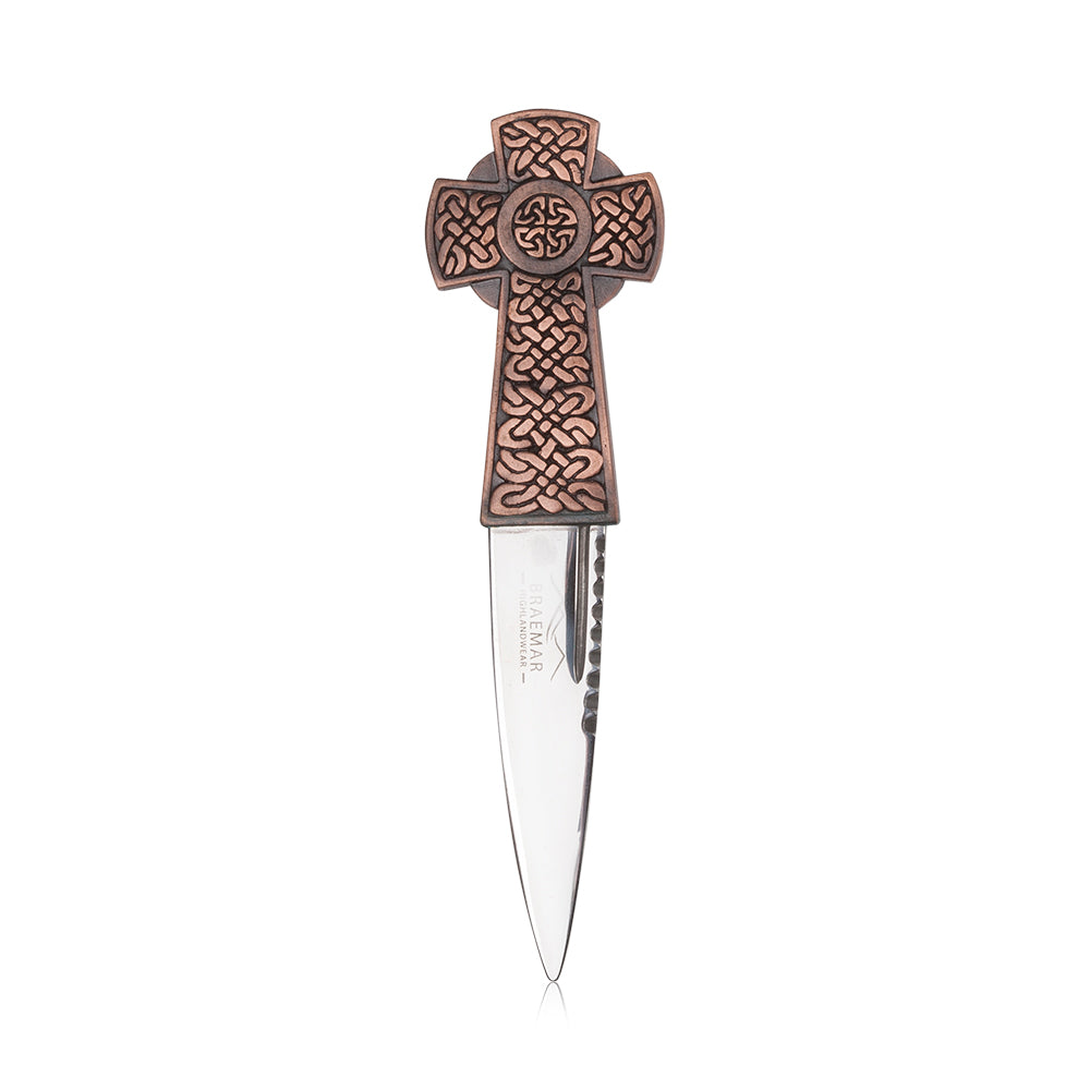 Celtic Cross Sgian Dubh - Made from Fine British Pewter - Braemar Highlandwear Chocolate Bronze
