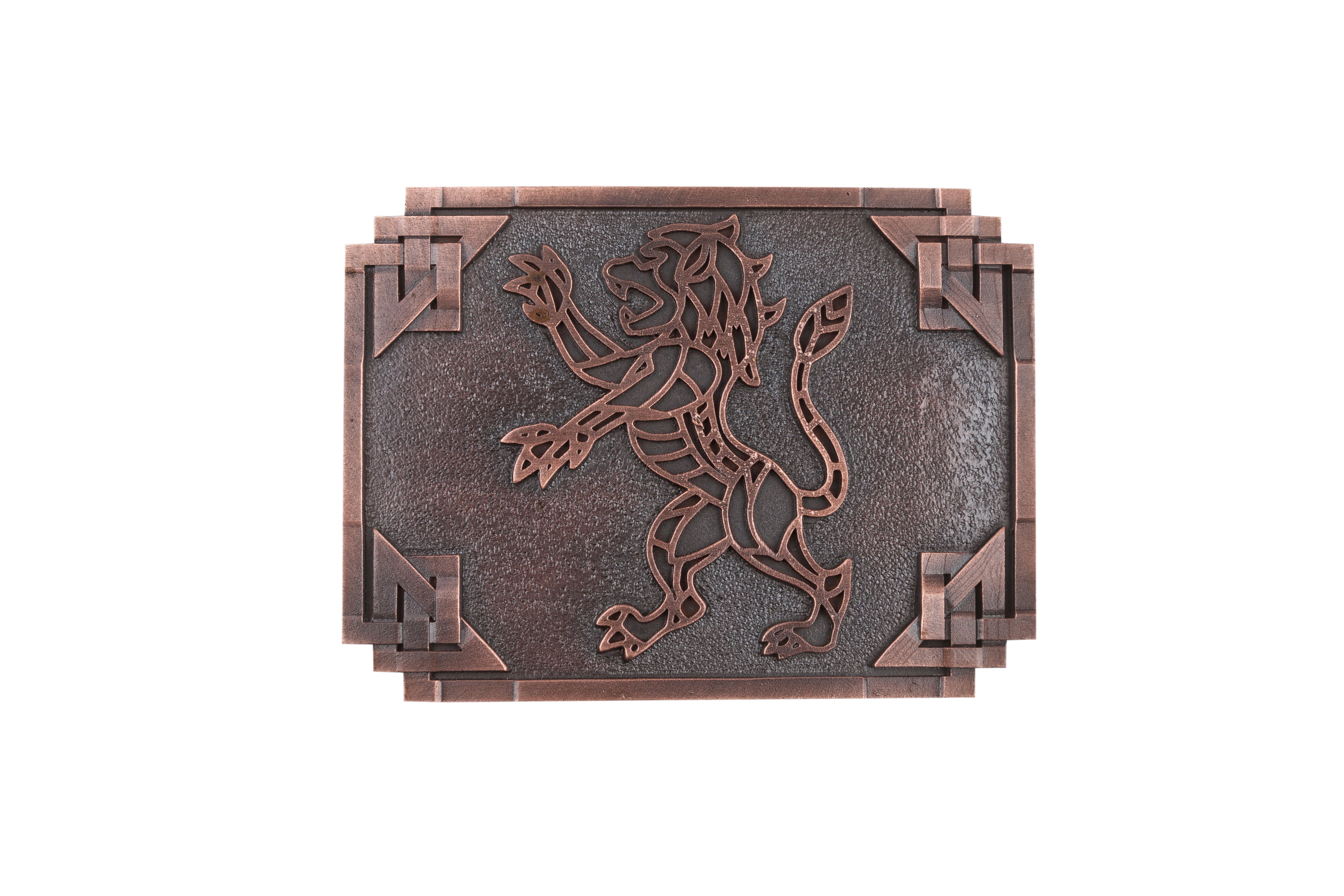 Geometric Rampant Lion Pewter Kilt Belt Buckle - Braemar Highlandwear Chocolate Bronze