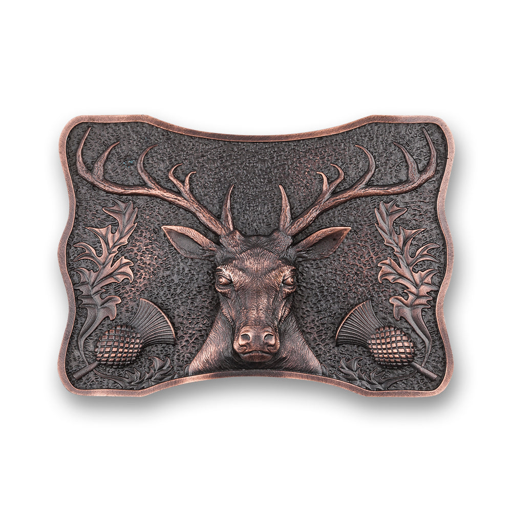 Highland Stag Pewter Kilt Belt Buckle - Majestic Scottish Accessory - Braemar Highlandwear Chocolate Bronze