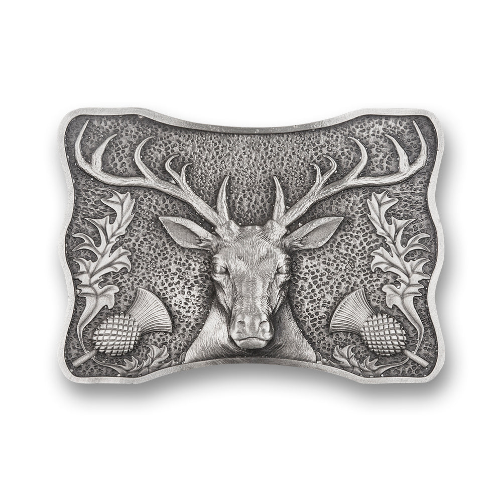 Highland Stag Pewter Kilt Belt Buckle - Majestic Scottish Accessory - Braemar Highlandwear Matte