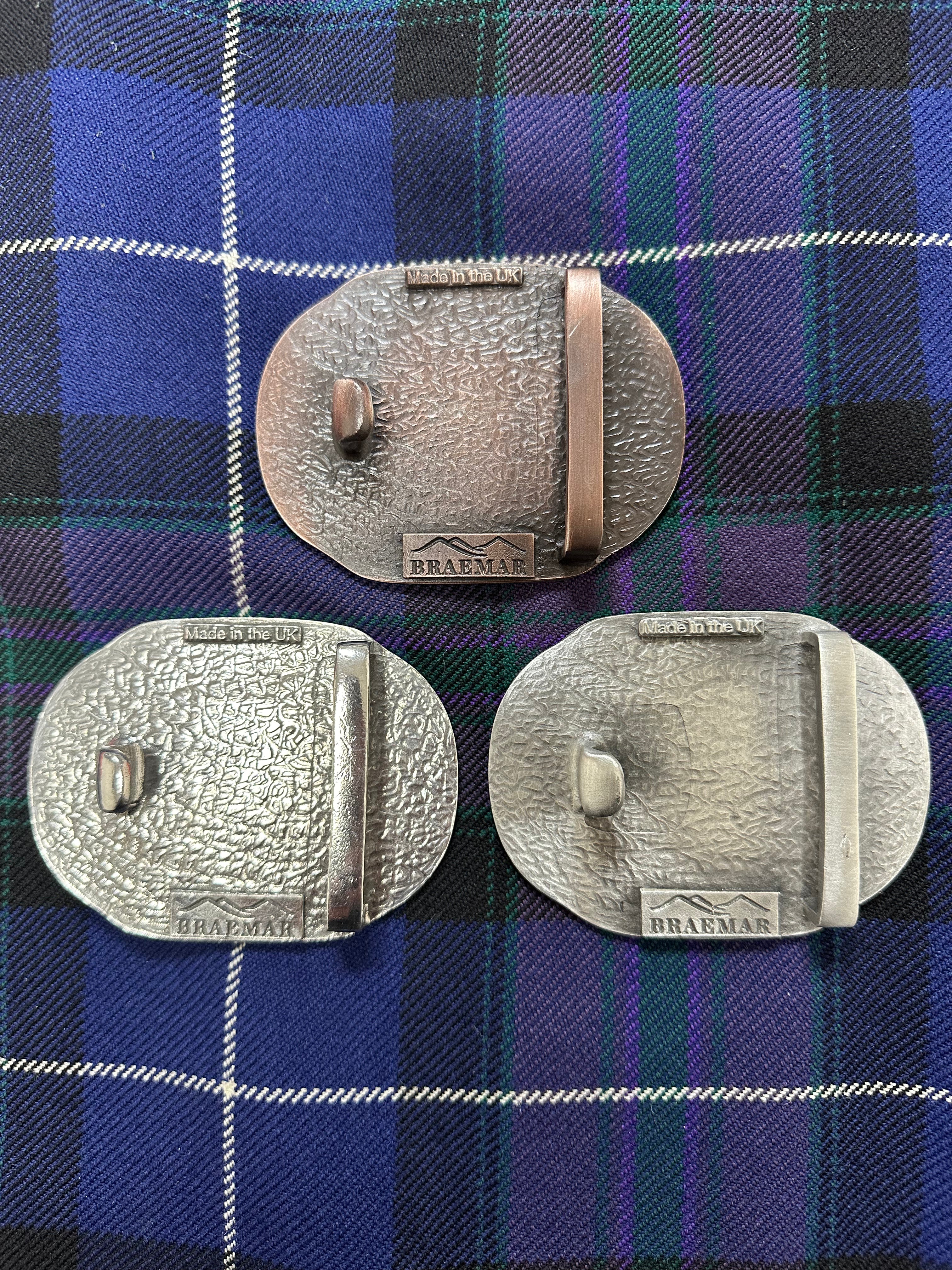 Elegant Celtic Trinity Pewter Kilt Buckle - Scottish Accessory - Braemar Highlandwear