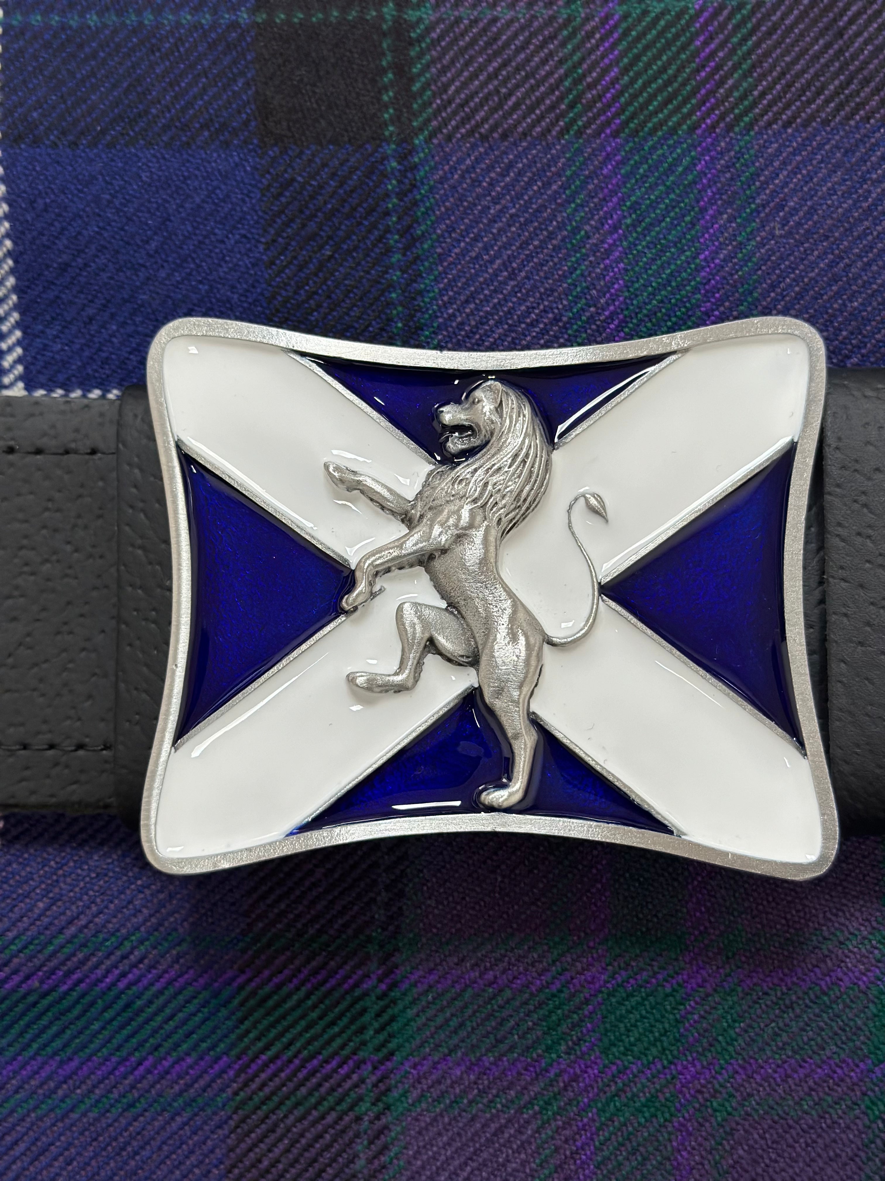 Enamelled Scottish Rampant Lion Pewter Kilt Buckle - Braemar Highlandwear
