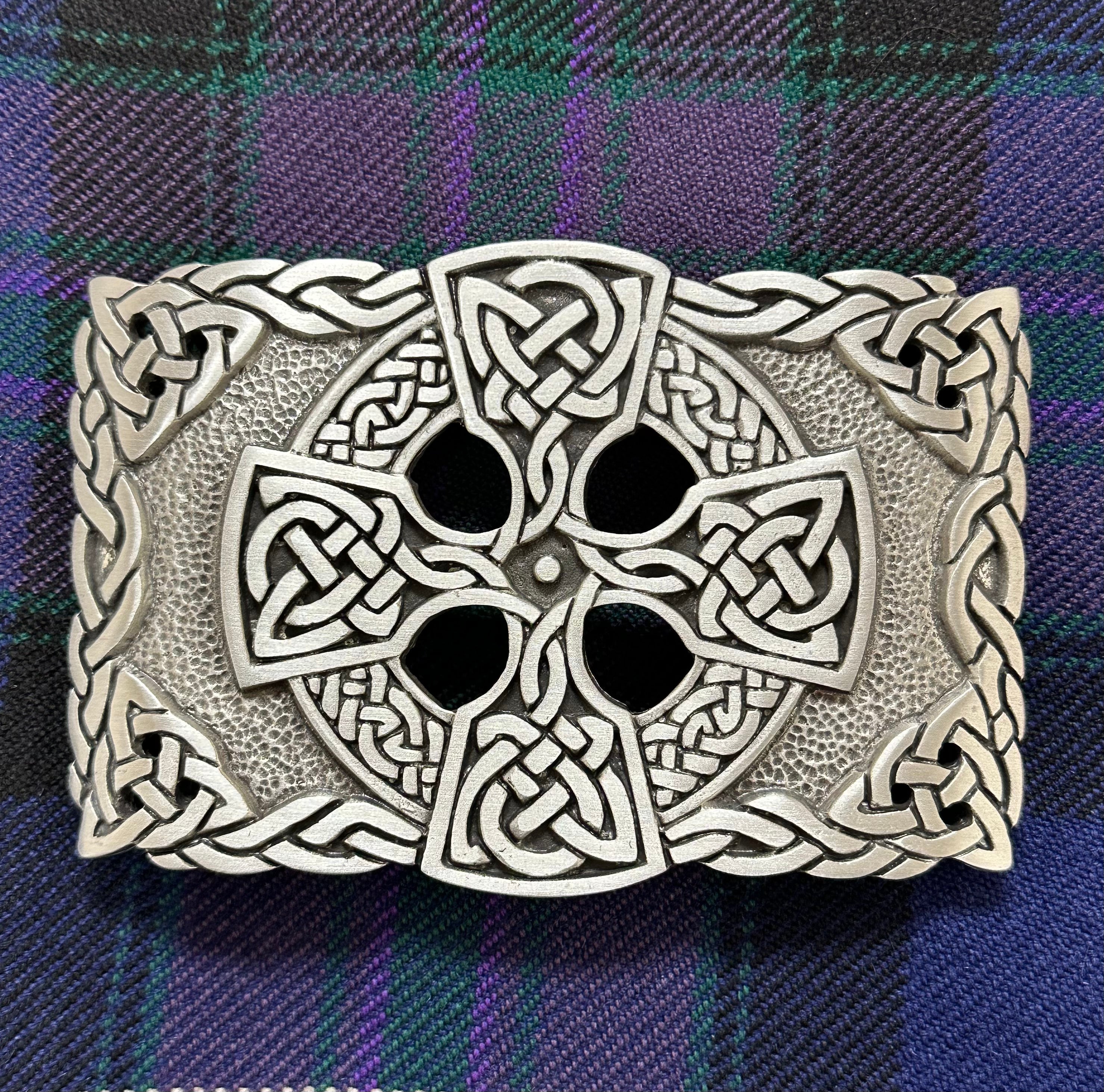 Celtic Cross Pewter Kilt Belt Buckle - Braemar Highlandwear